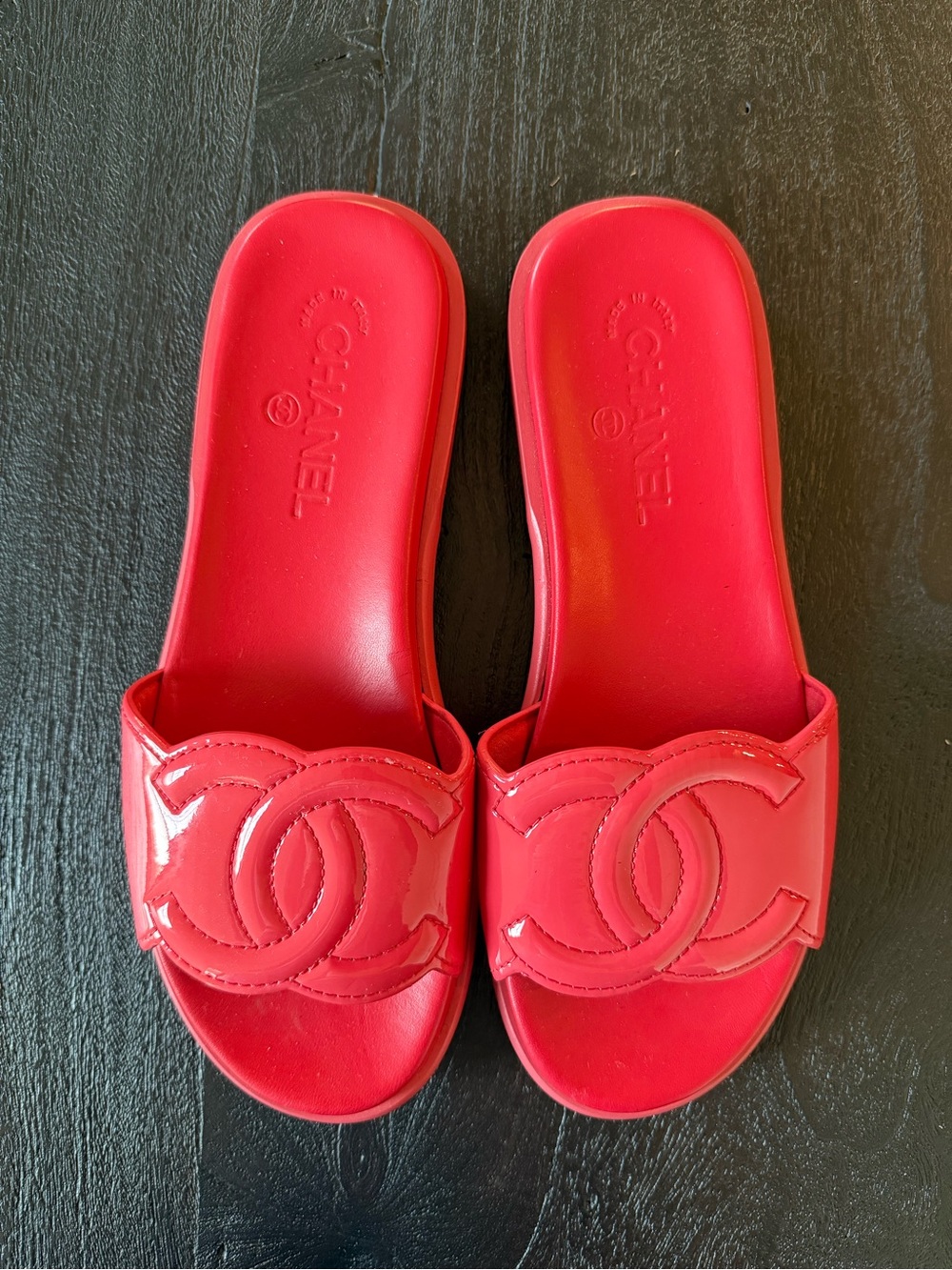 Chanel Patent Leather Slides - Picture 1 of 5